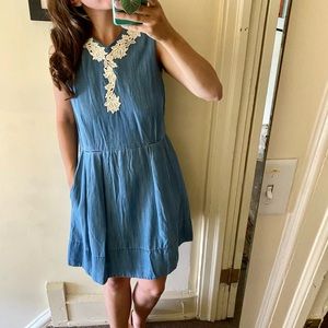 Gap Chambray Lace Dress